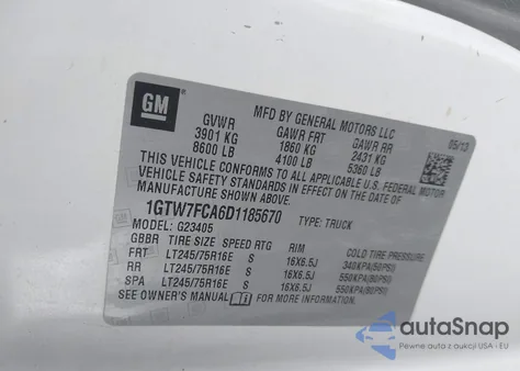 2013 GMC Savana 2500 Work Van from USA, damaged, VIN 1GTW7FCA6D1185670